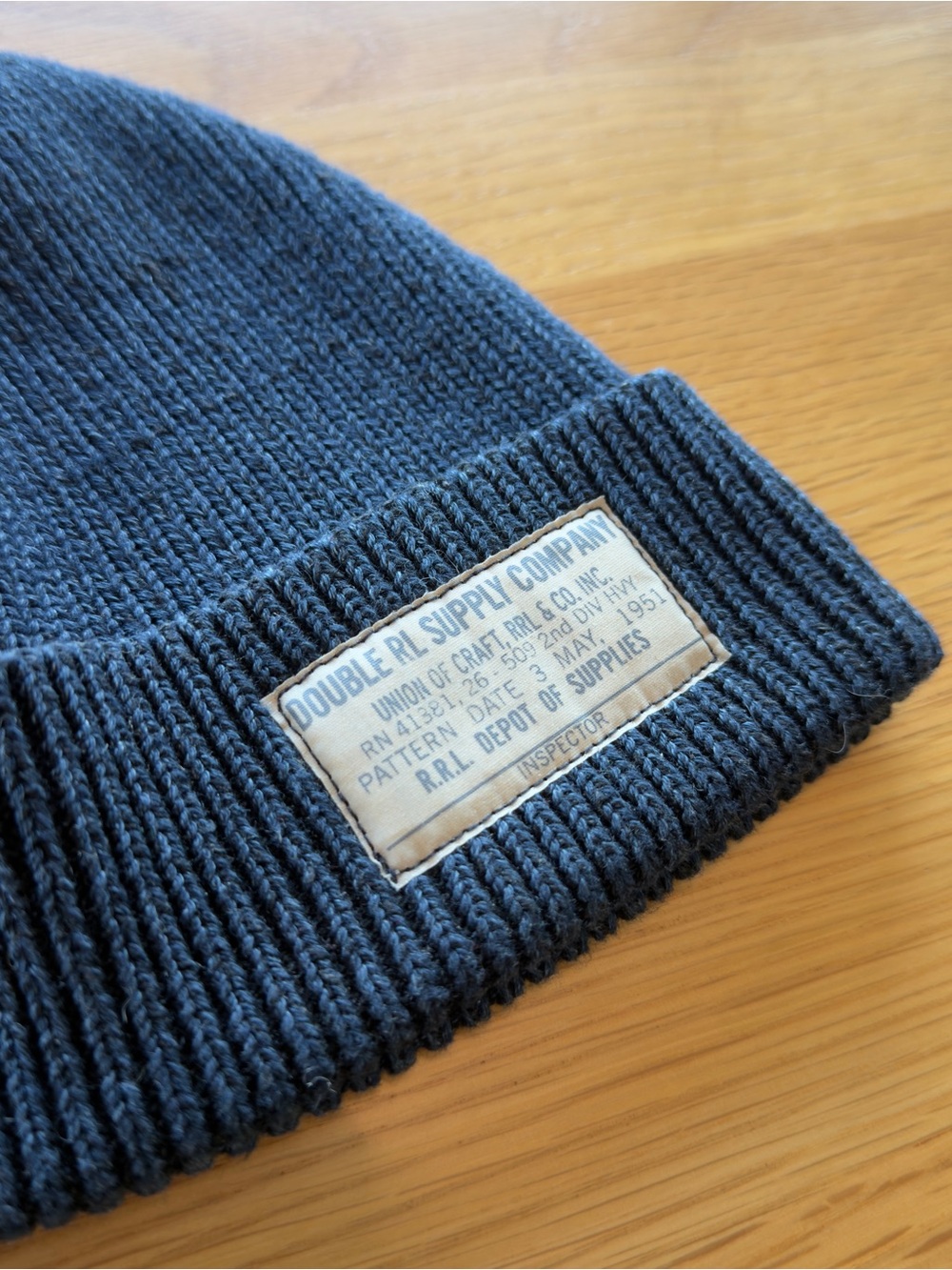 Ralph Lauren Double RL Navy Ribbed Knit Beanie - Picture 4 of 6